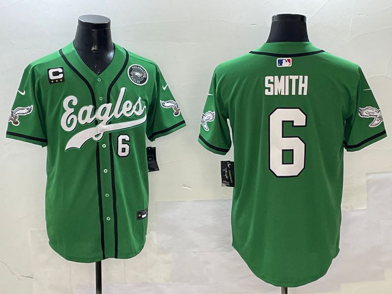 Men Philadelphia Eagles 6 Smith Green three generations Jointly Name 2025 Nike Limited NFL Jersey style 7